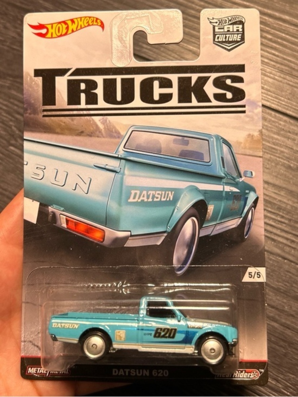 Hot Wheels Car Culture Trucks Datsun 620 5/5 Blue Real Riders